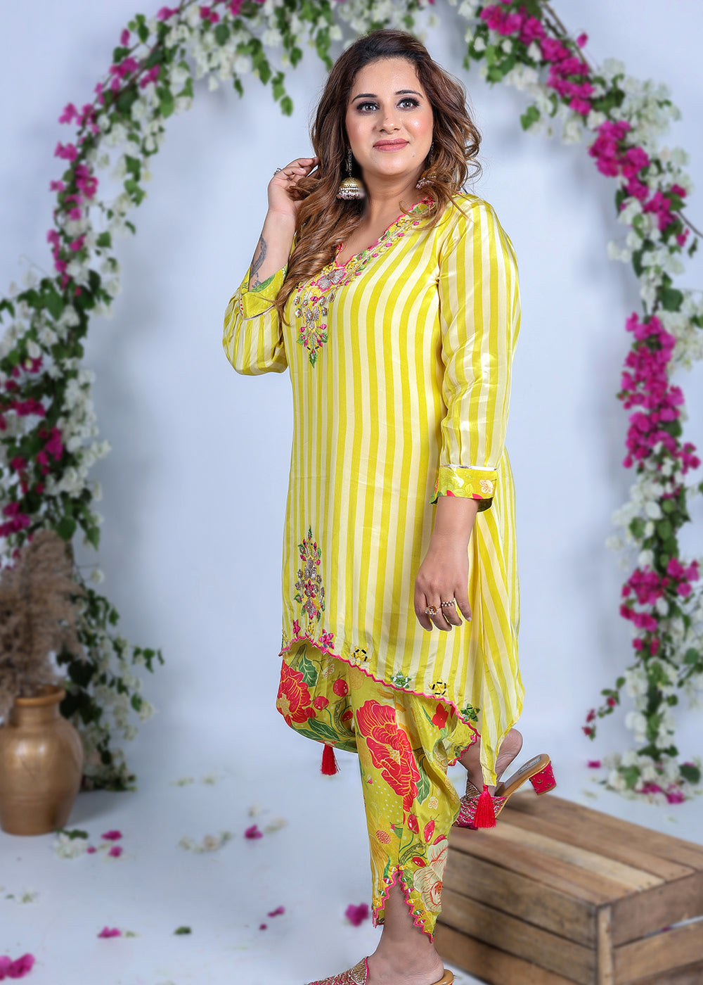 Naqsh Yellow Designer Tulip Pant Set
