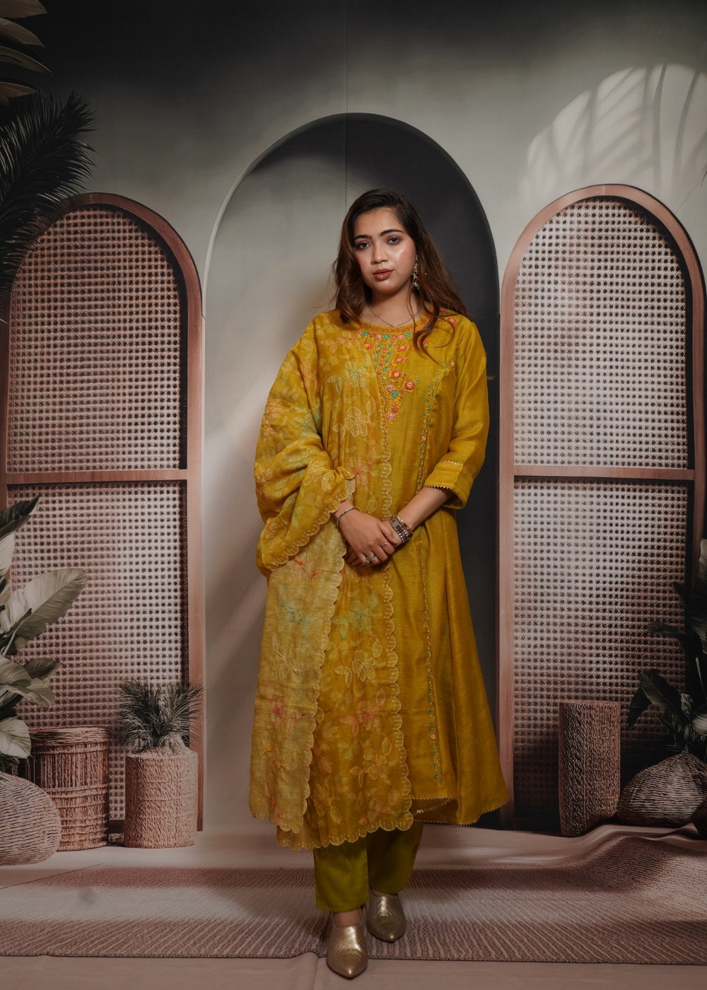 Ambika Mustard Yellow Linen Suit