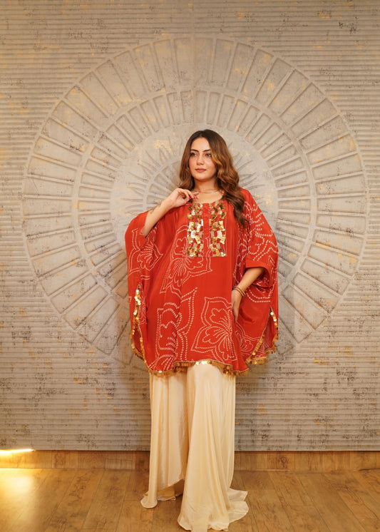 Bandhani Rust Fusion Co-ord Set