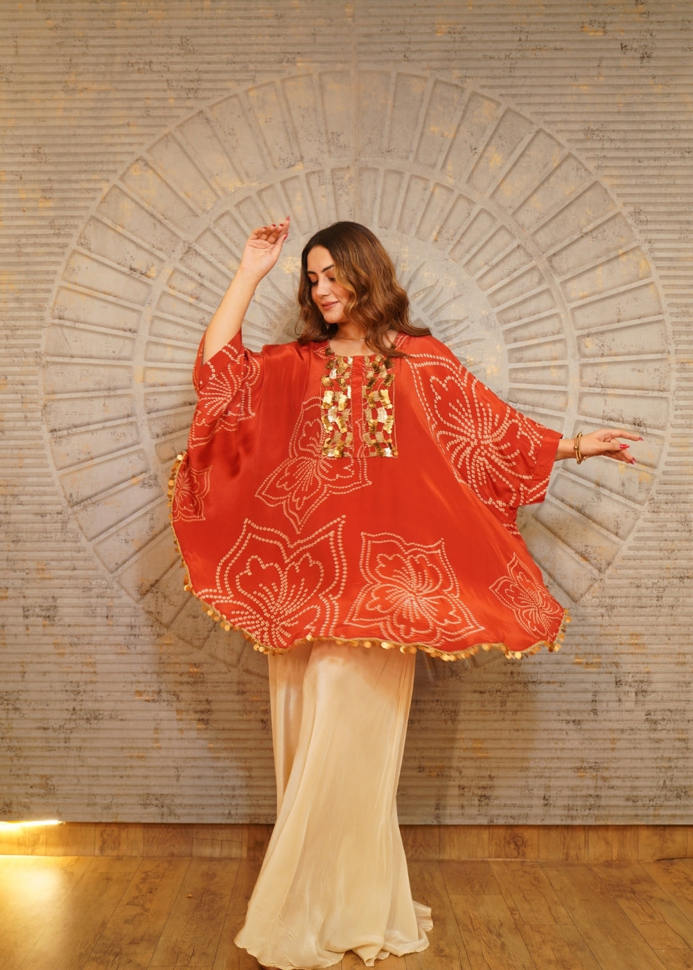 Bandhani Rust Fusion Co-ord Set