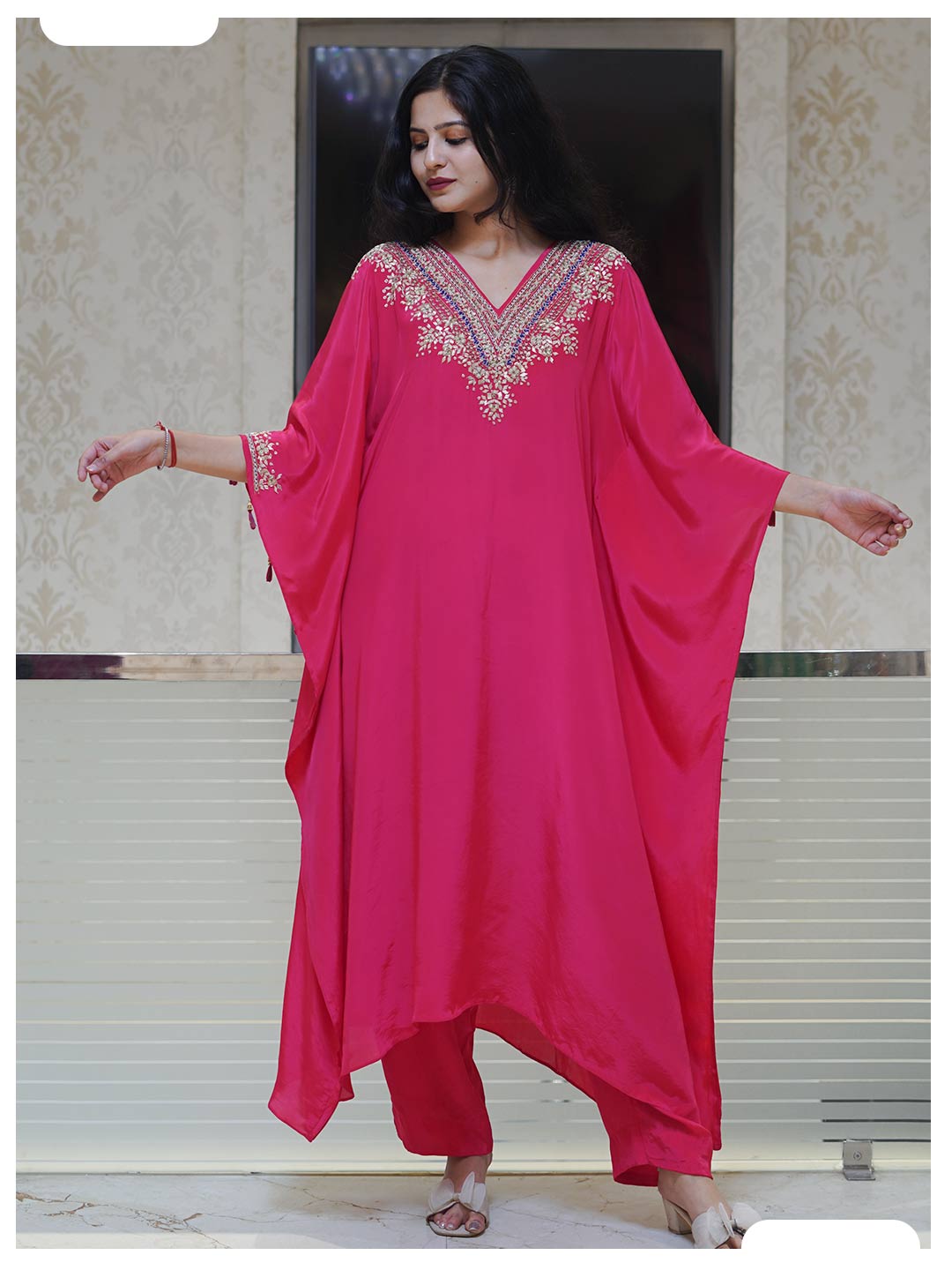 Naqsh Pink Designer Kaftan set