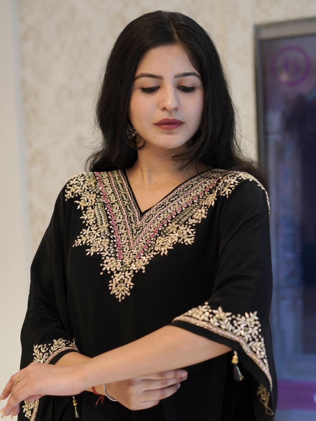 Naqsh Designer Black Kaftan set