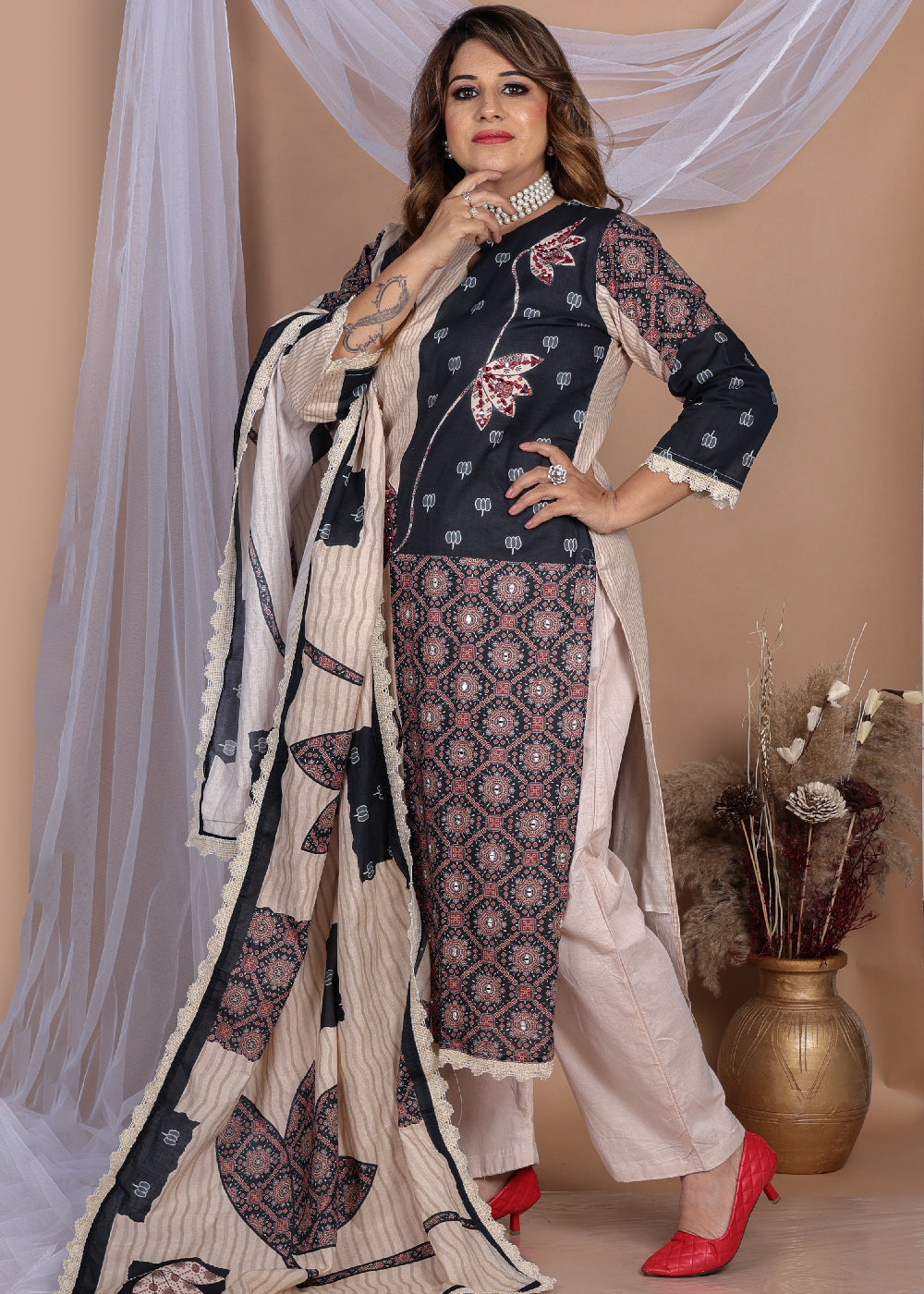 Naqsh Black Cotton Suit