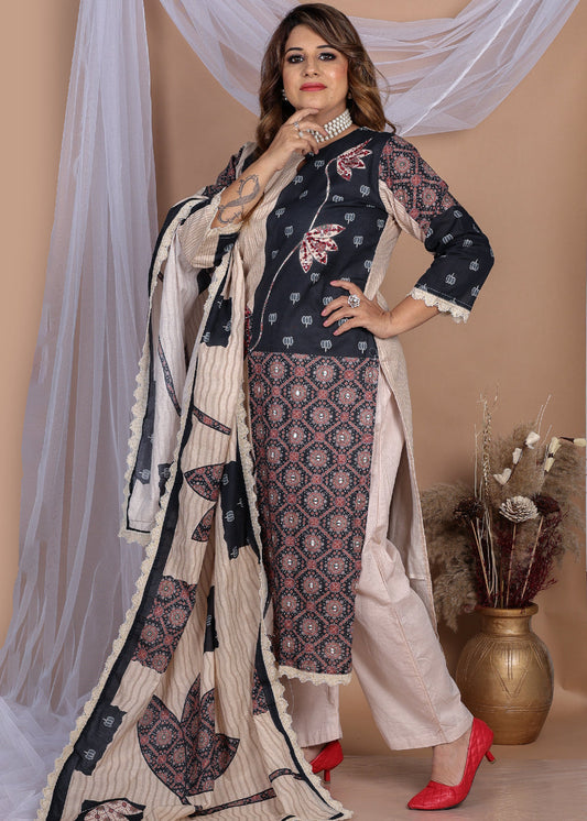 Naqsh Black Cotton Suit
