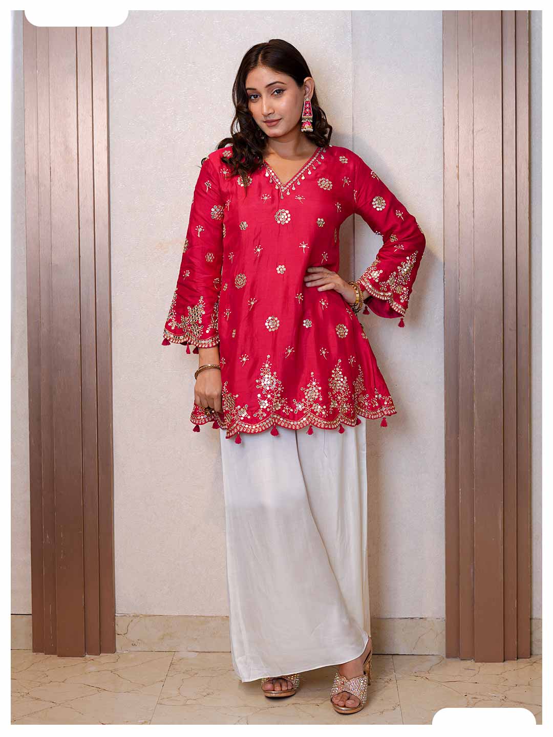 Naqsh Red Indo-western stylish dress