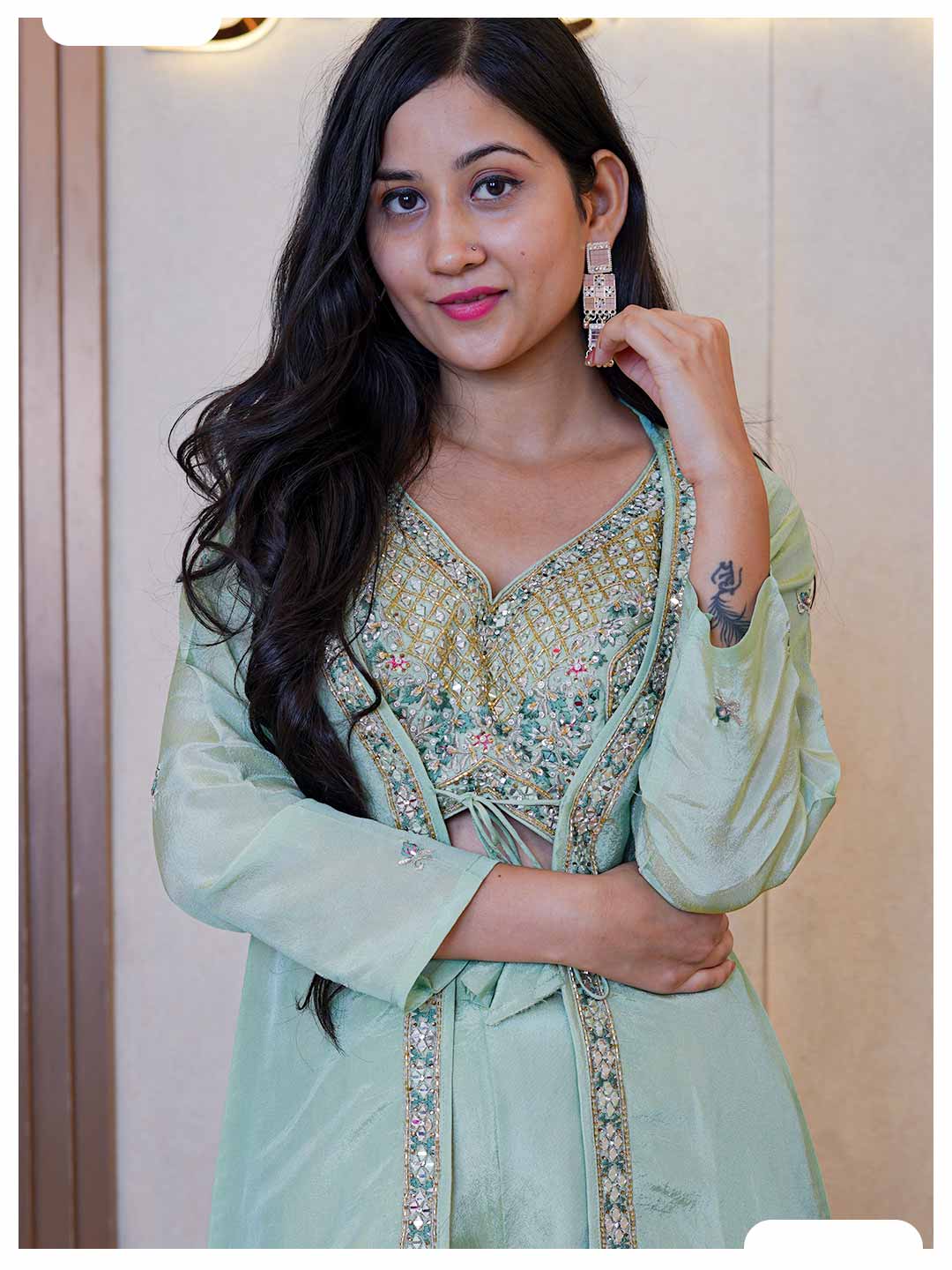 Naqsh Green Indo-western stylish dress