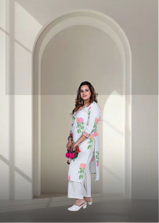 Naqsh Floral Cotton A-Line Suit