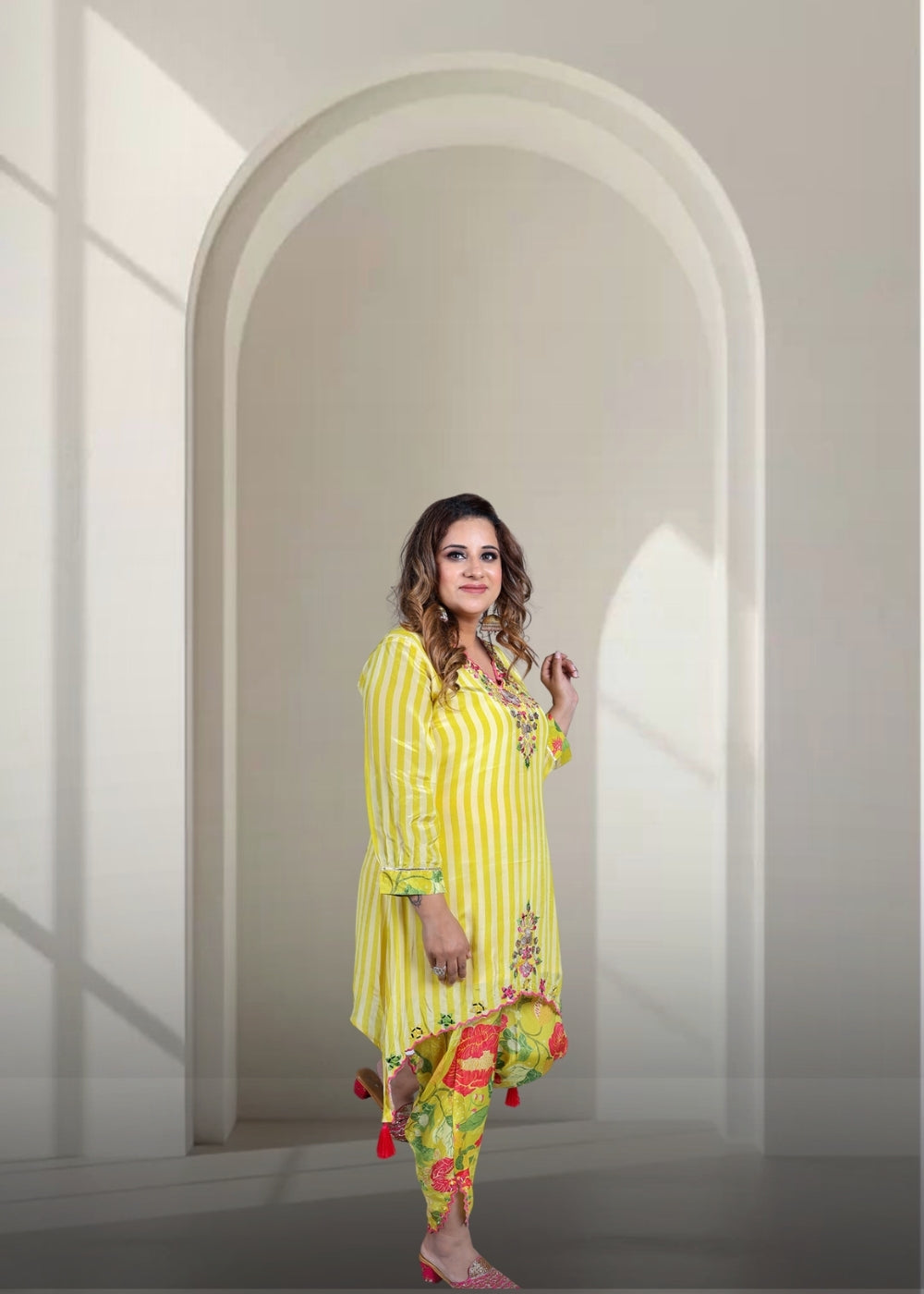 Naqsh Yellow Designer Tulip Pant Set