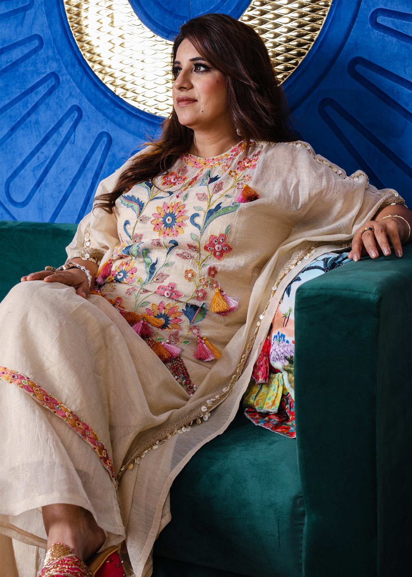 Naqsh Embroidered Co-ord Set with Tassels