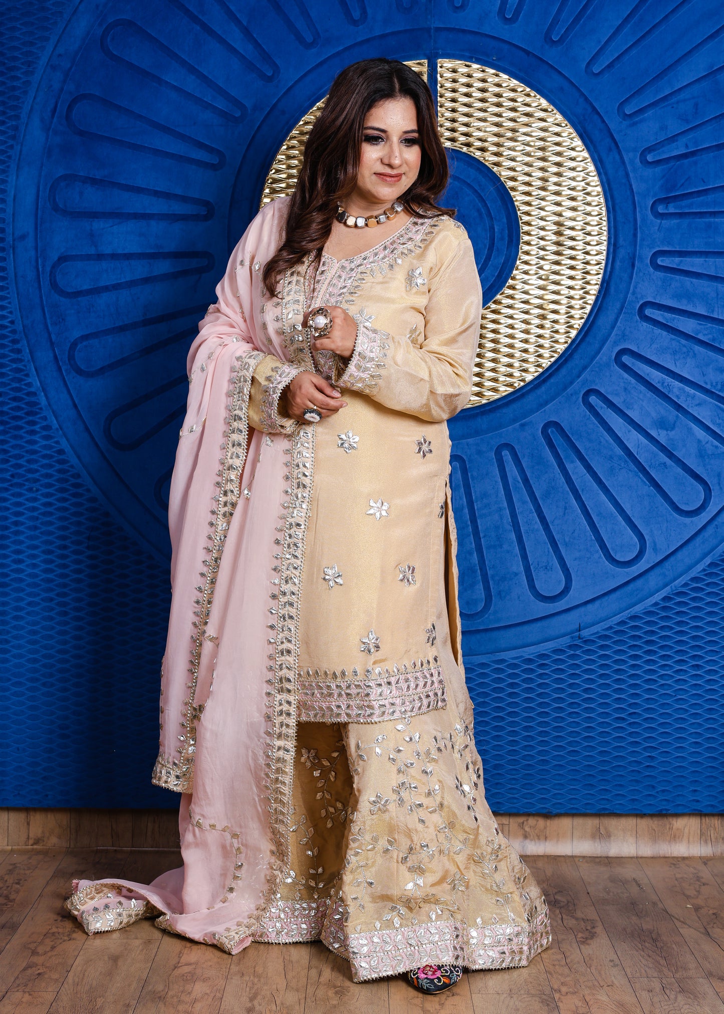 Naqsh Rosé Radiance – Embroidered Sharara Suit