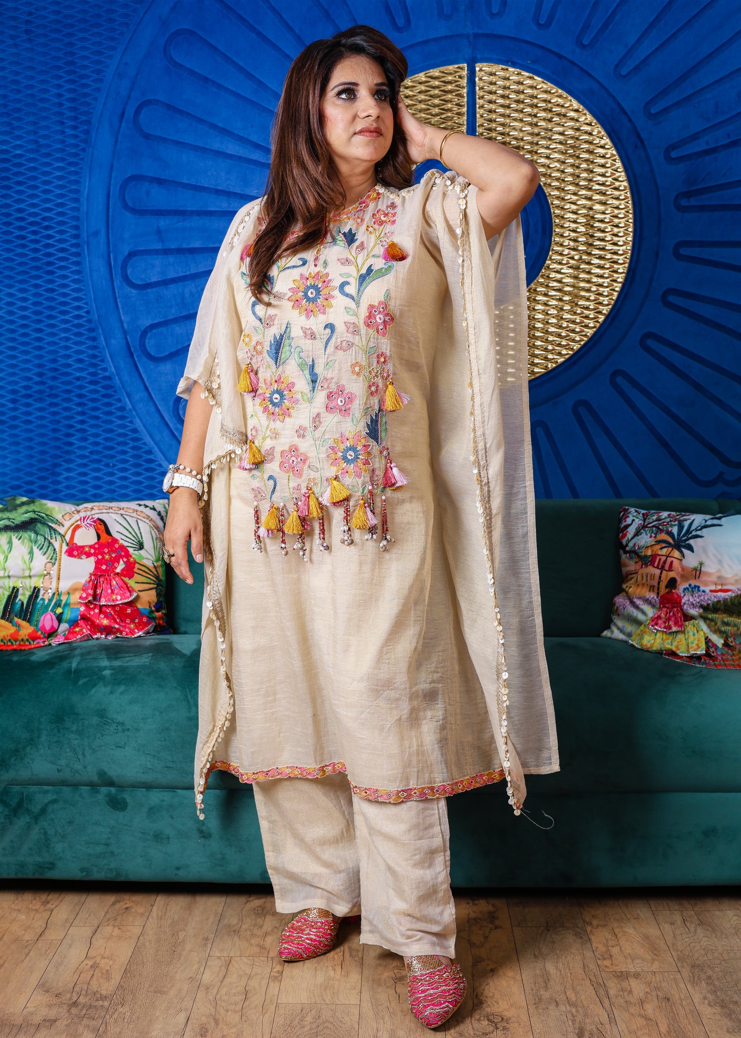 Naqsh Embroidered Co-ord Set with Tassels