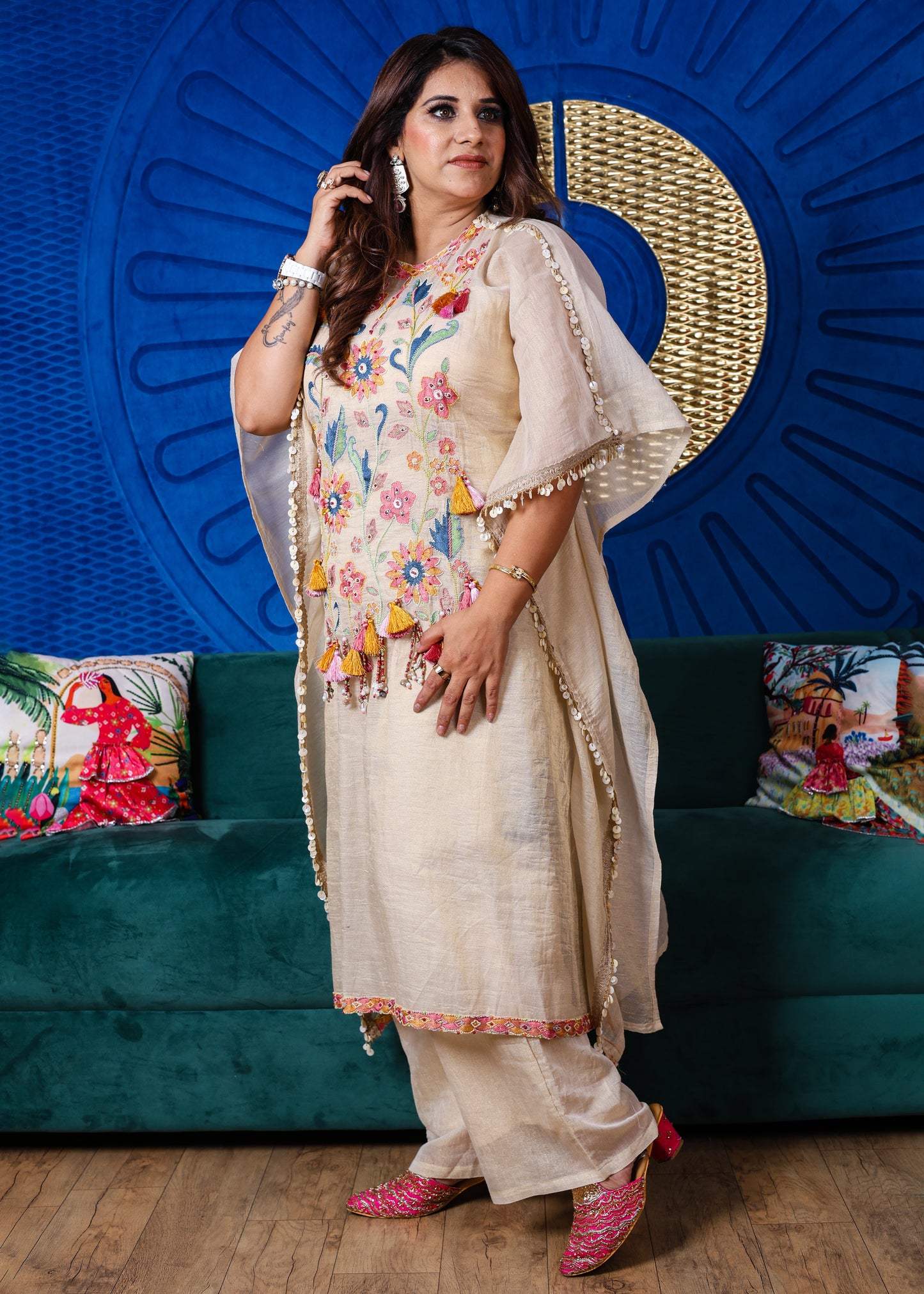 Naqsh Embroidered Co-ord Set with Tassels