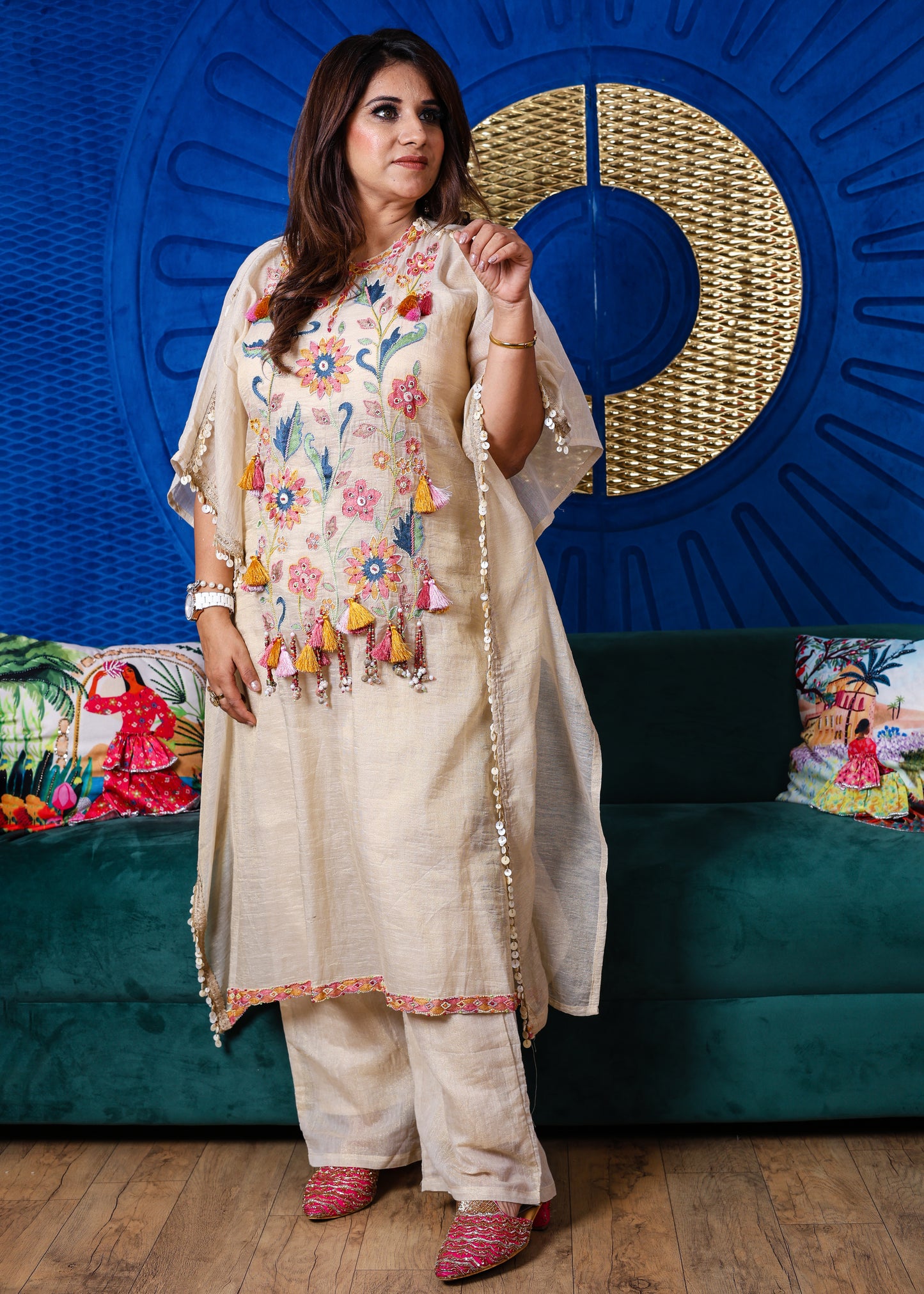 Naqsh Embroidered Co-ord Set with Tassels