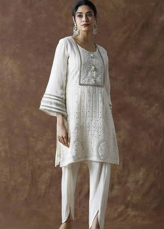 Naqsh White Designer Tulip Pant Set