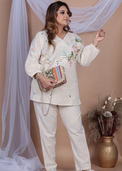 Naqsh White Designer Co-ord Suit Set