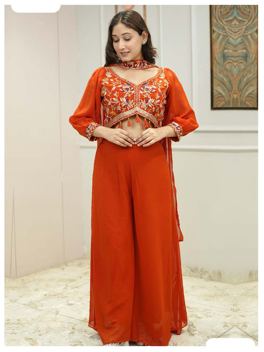 Naqsh rust Indo-western stylish dress