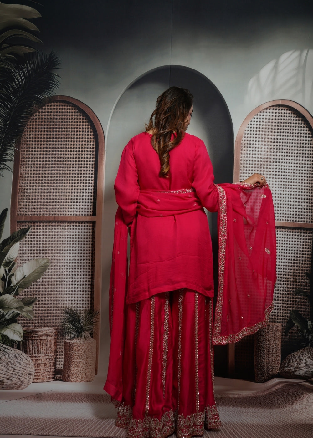 Deep Rani pink Sharara suit (Image)
