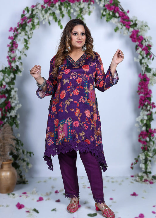 Naqsh Printed Chinnon Fabric Suit