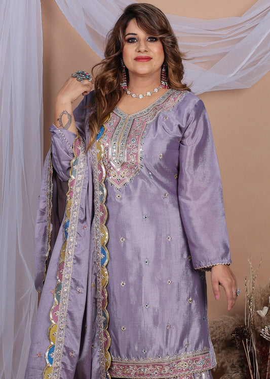 Naqsh Purple Designer Sharara Suit