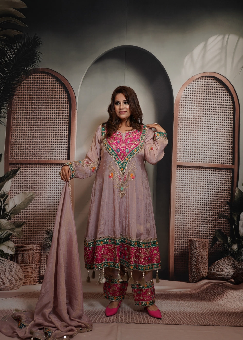 Baby Pink Anarkali Suit Set