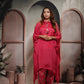 Hot Pink Kaftan Set with Digital Tulip Pants