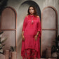 Hot Pink Kaftan Set with Digital Tulip Pants