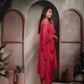 Hot Pink Kaftan Set with Digital Tulip Pants