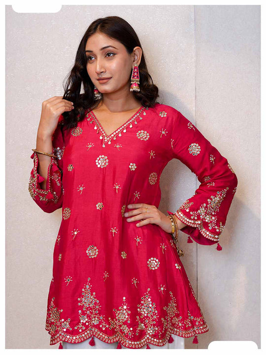 Naqsh Red Indo-western stylish dress