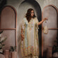 Patola Ivory & Sky Blue Kaftan with Potli and Salwar Set