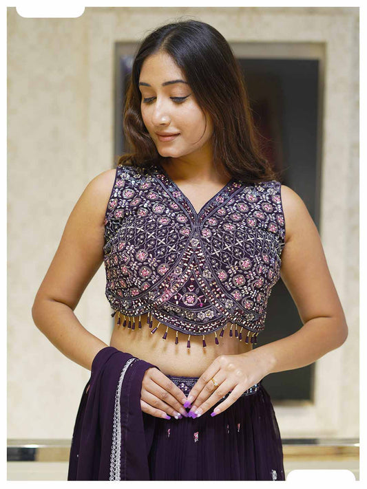 Naqsh Designer Navy Blue Lehenga Set