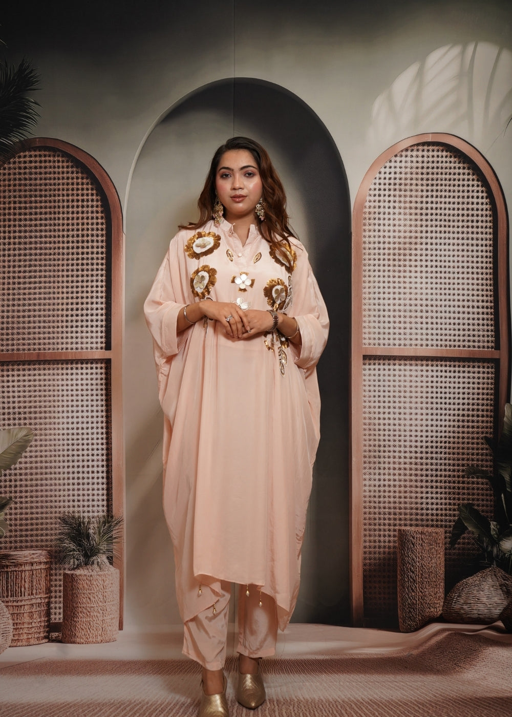 Pastel Peach Kaftan Co-ord Set