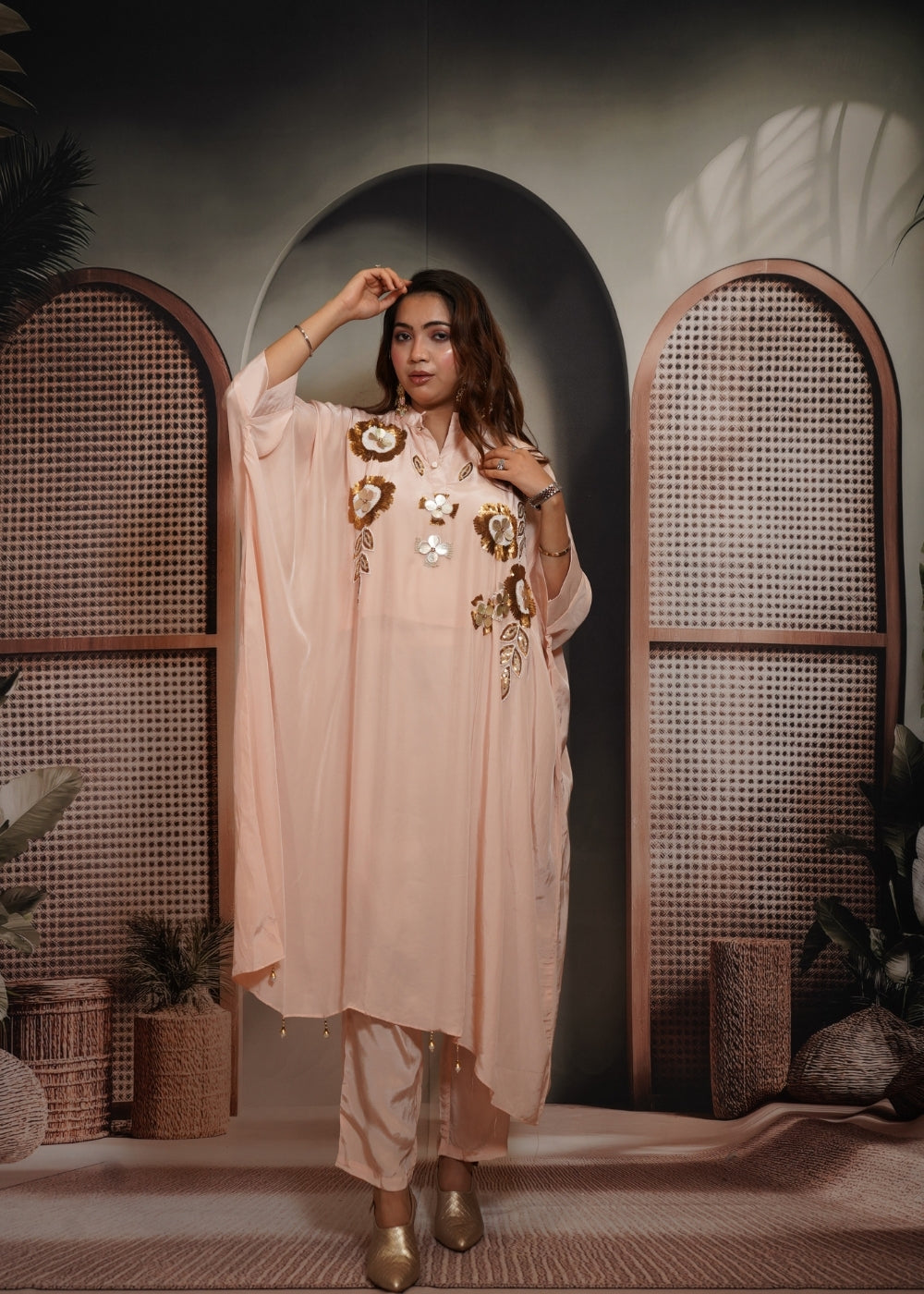 Pastel Peach Kaftan Co-ord Set (Image)
