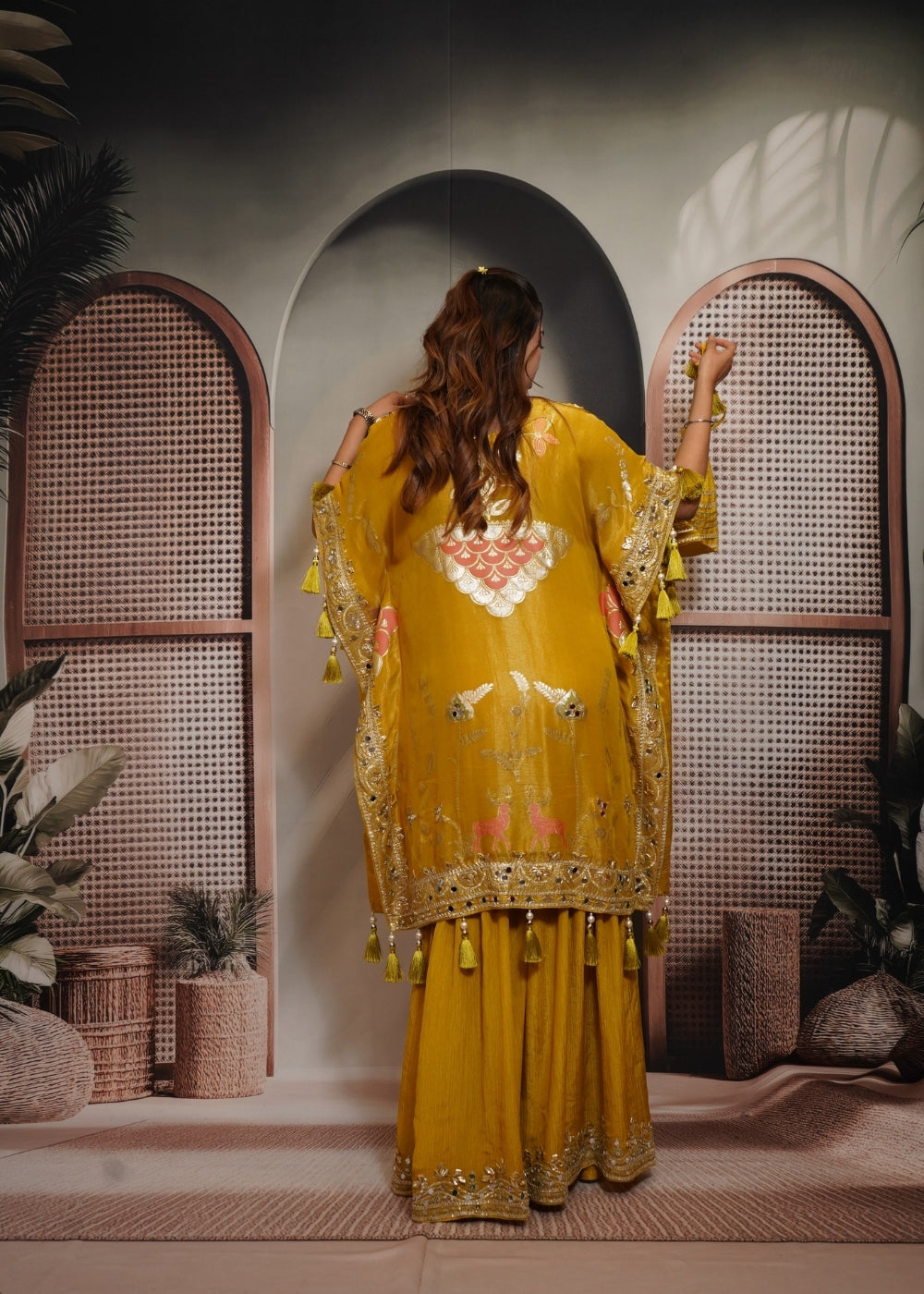 Patola Mustard yellow Kaftaan Set (Image)