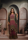 Patola Onion Pink & Black Short Kaftaan Set