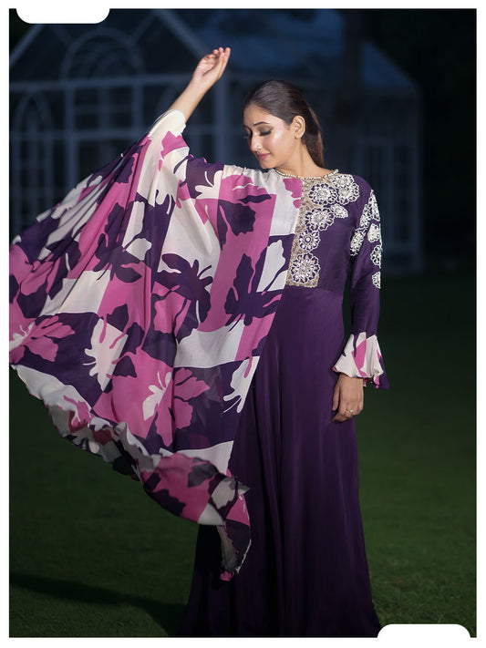 Naqsh Purple Stylish Gown