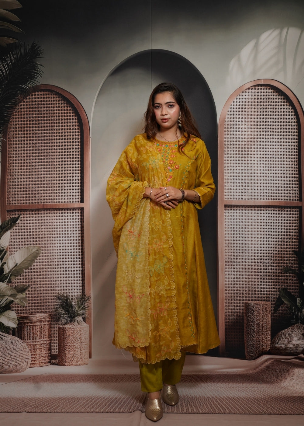 Ambika Mustard Yellow Linen Suit