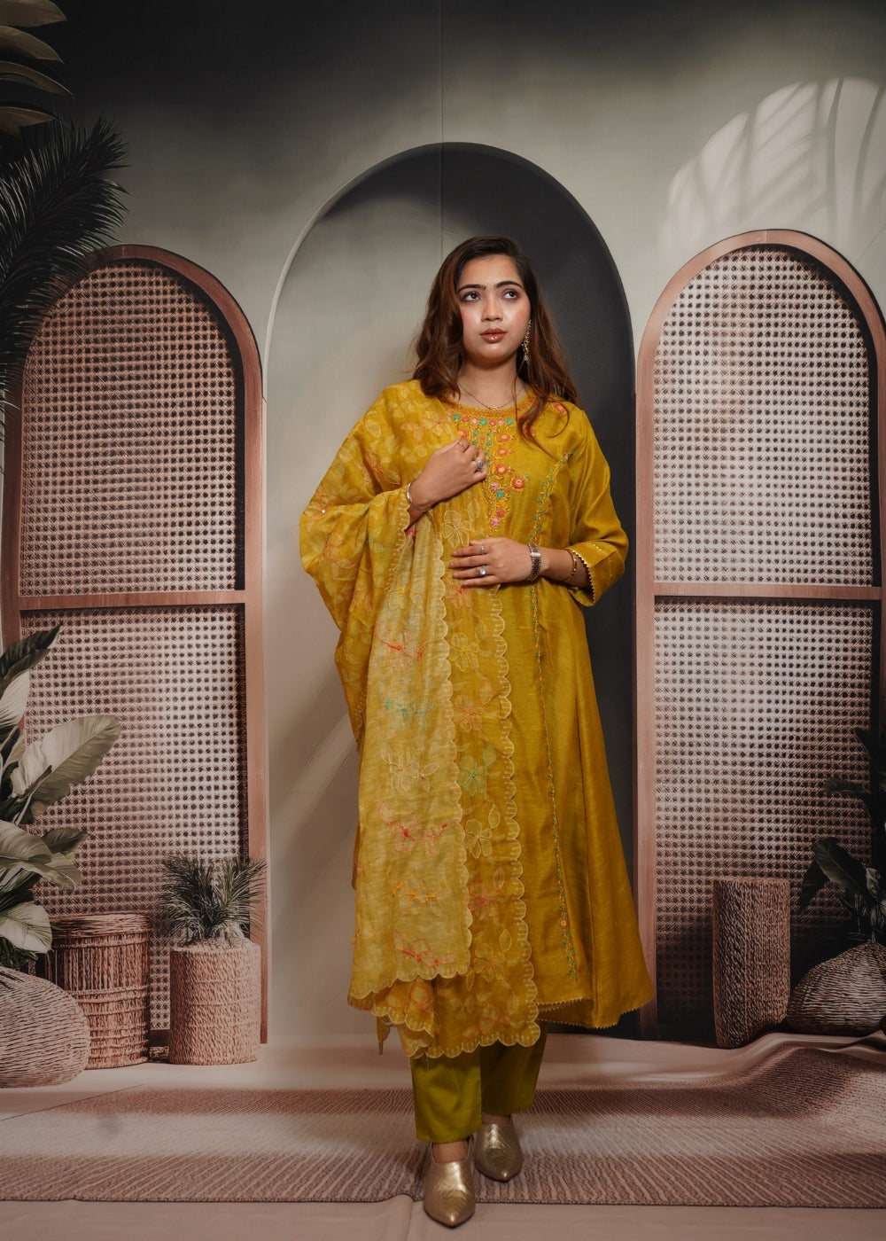 Ambika Mustard Yellow Linen Suit