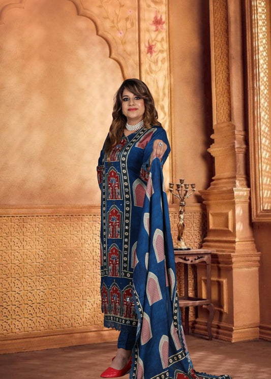 Naqsh Blue Cotton Suit
