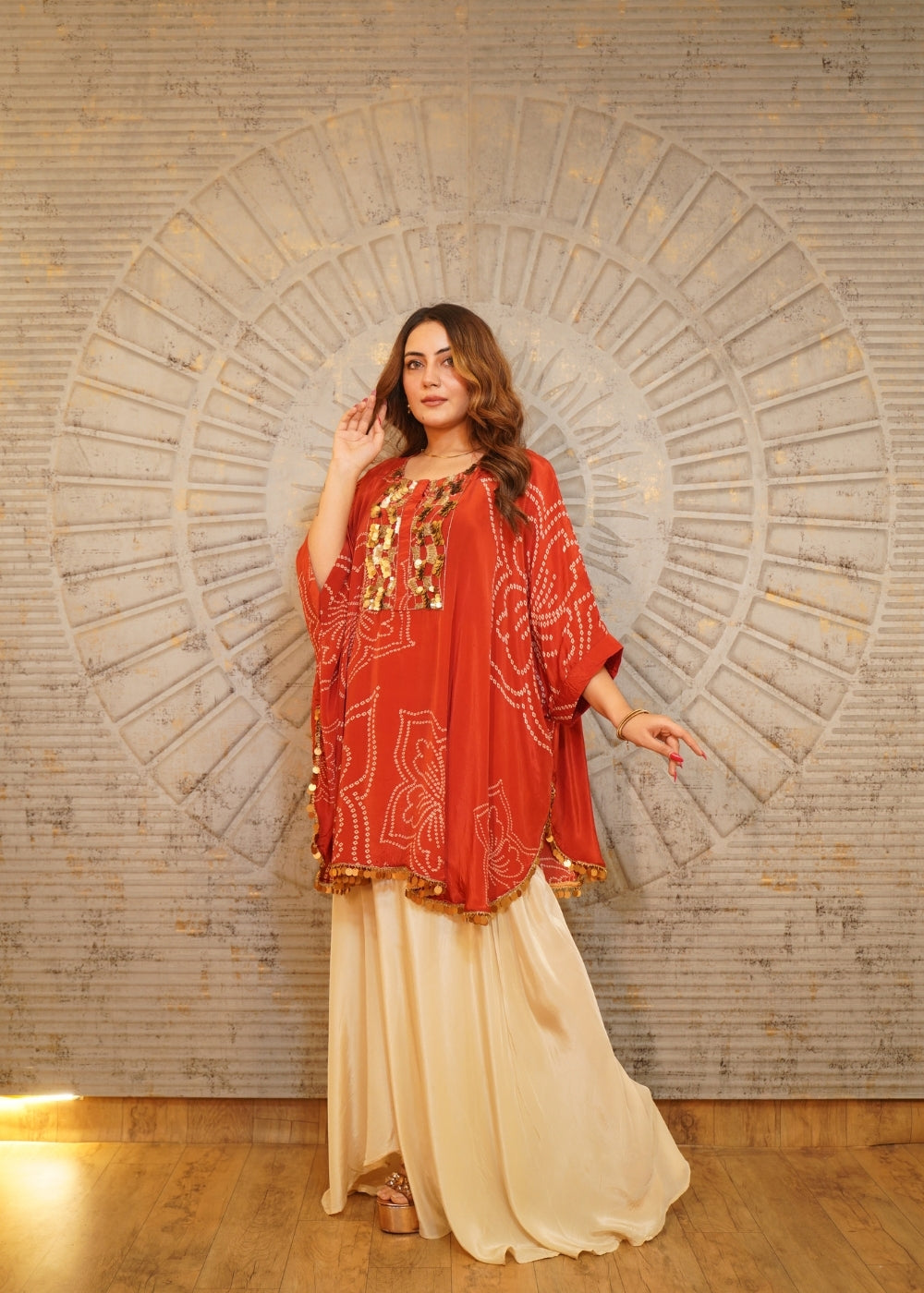 Bandhani Rust Fusion Co-ord Set