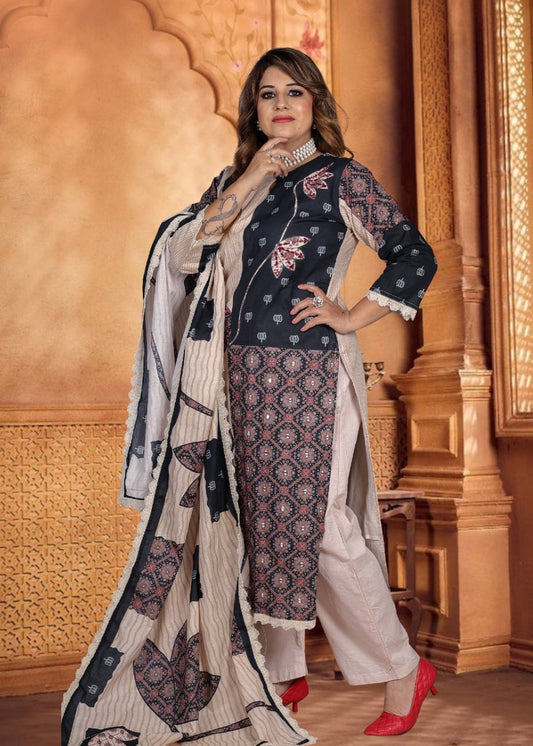 Naqsh Black Cotton Suit