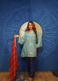 Aabira Blue Fusion Kurta Suit
