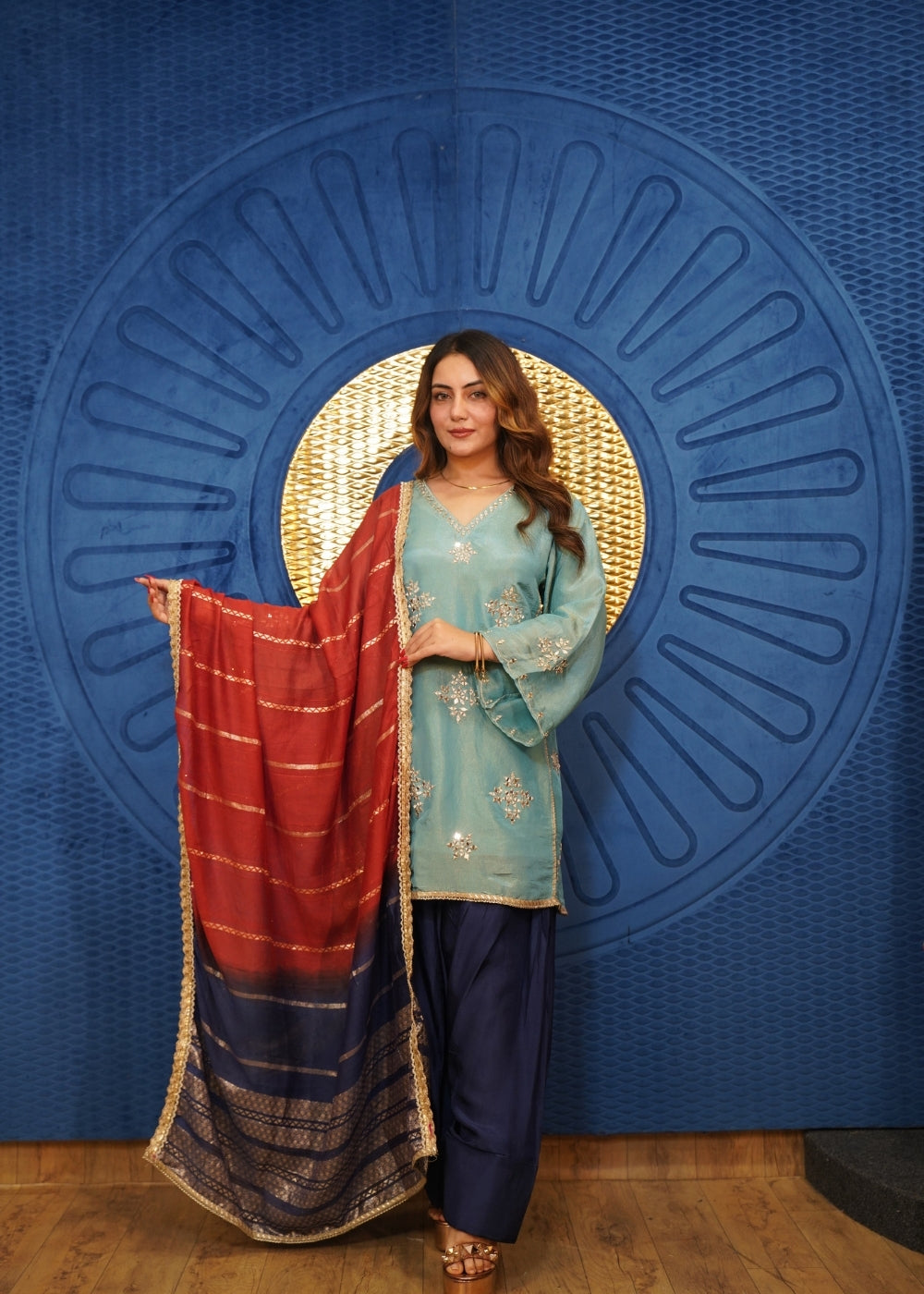 Aabira Blue Fusion Kurta Suit