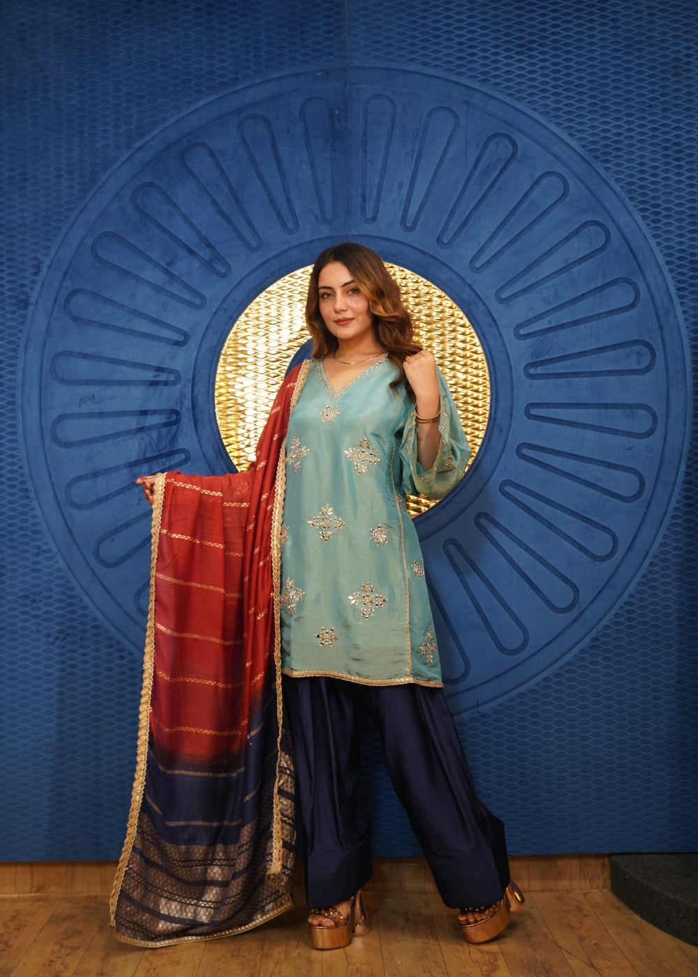 Aabira Blue Fusion Kurta Suit