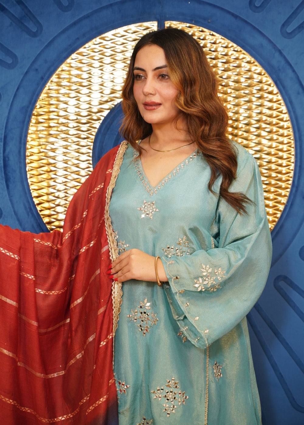 Aabira Blue Fusion Kurta Suit