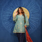 Aabira Blue Fusion Kurta Suit