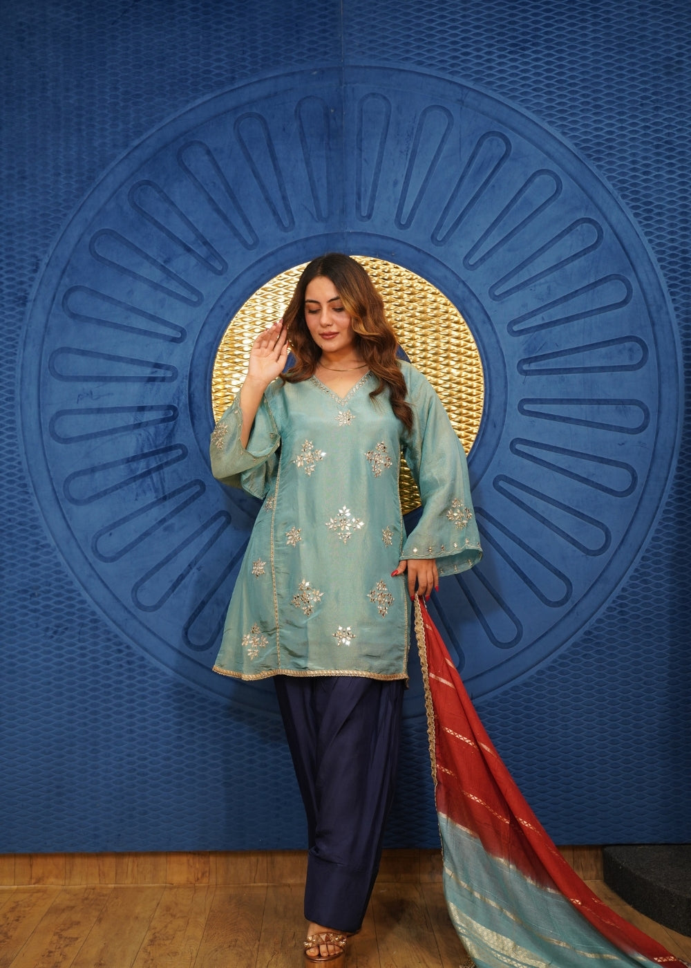 Aabira Blue Fusion Kurta Suit (Image)