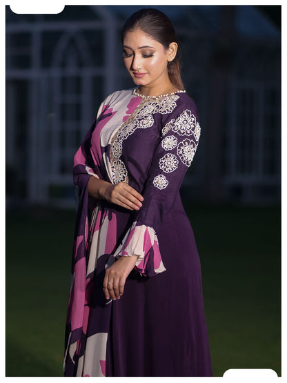 Naqsh Purple Stylish Gown