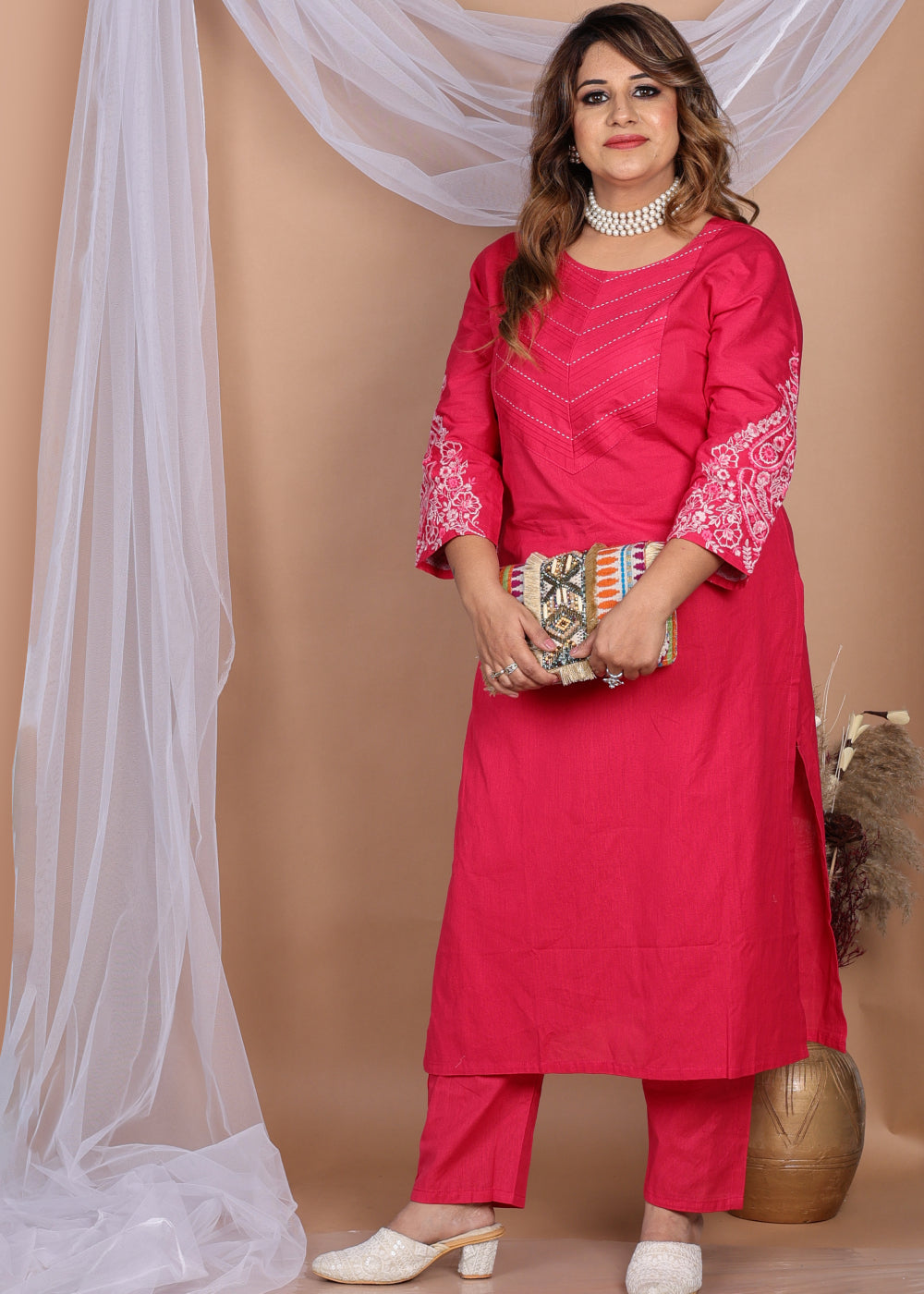 Naqsh Red Exclusive Cotton Suit
