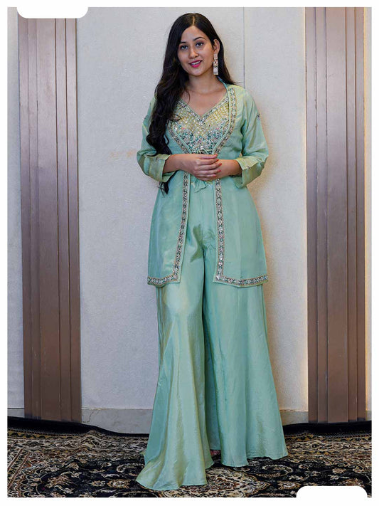 Naqsh Green Indo-western stylish dress