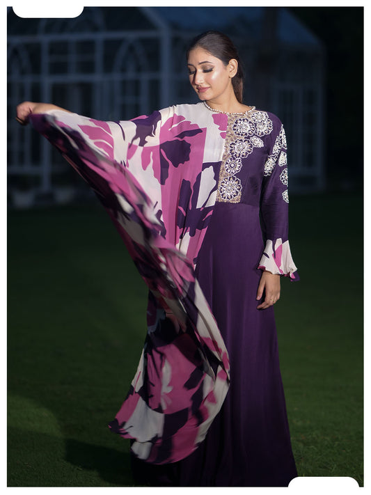 Naqsh Purple Stylish Gown